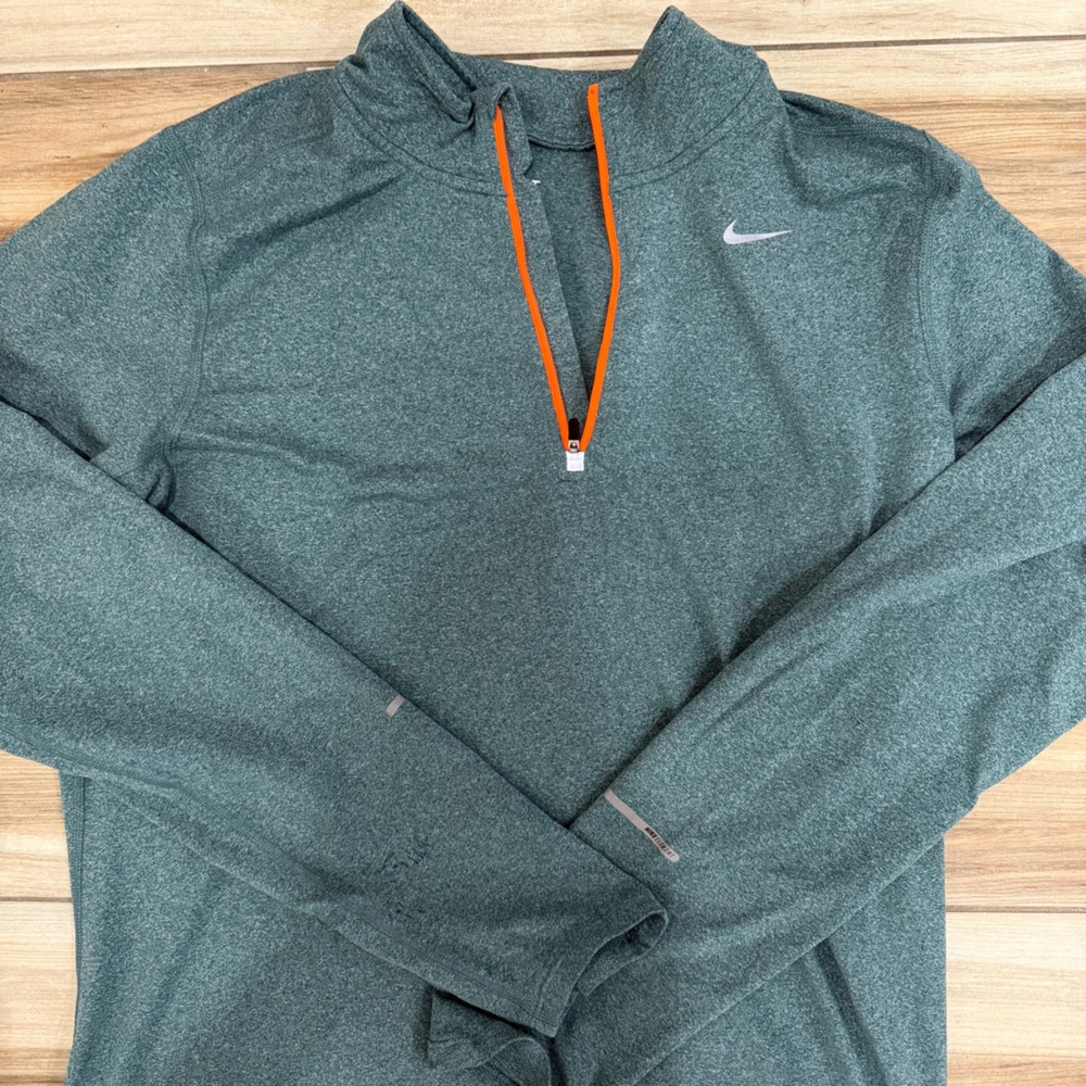 Nike Long Sleeve Shirt - Dark Green with Orange Accents - Picture 2 of 7